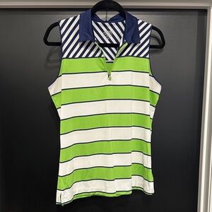 Slazenger Green and Navy Striped Golf Tank Top